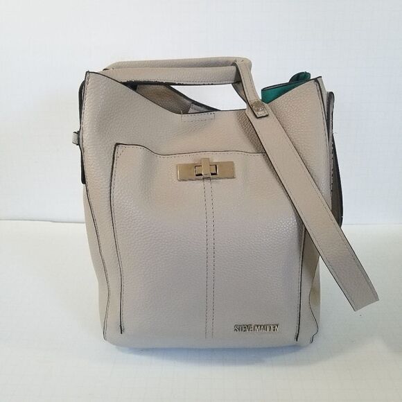 Steve Madden Taupe Grey Hobo Tote Shoulder Bag Top Handle Convertible Purse - Picture 1 of 9